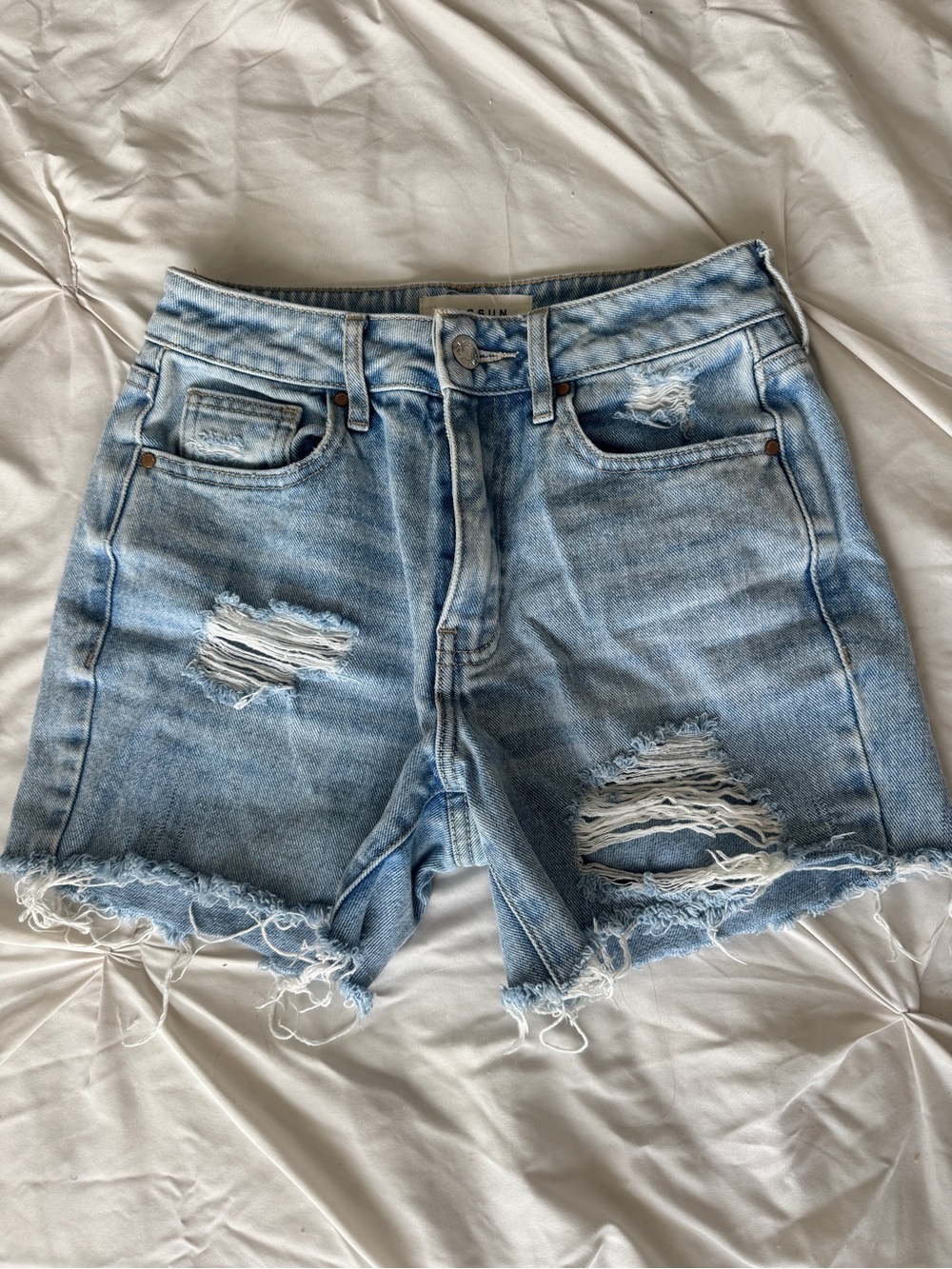PacSun Light Wash Ripped Denim Shorts